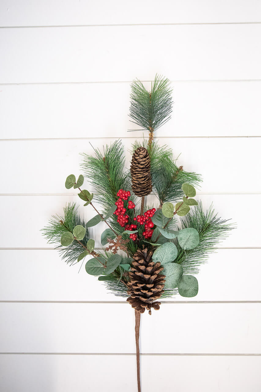 29” Eucalyptus Pine Berry Spray