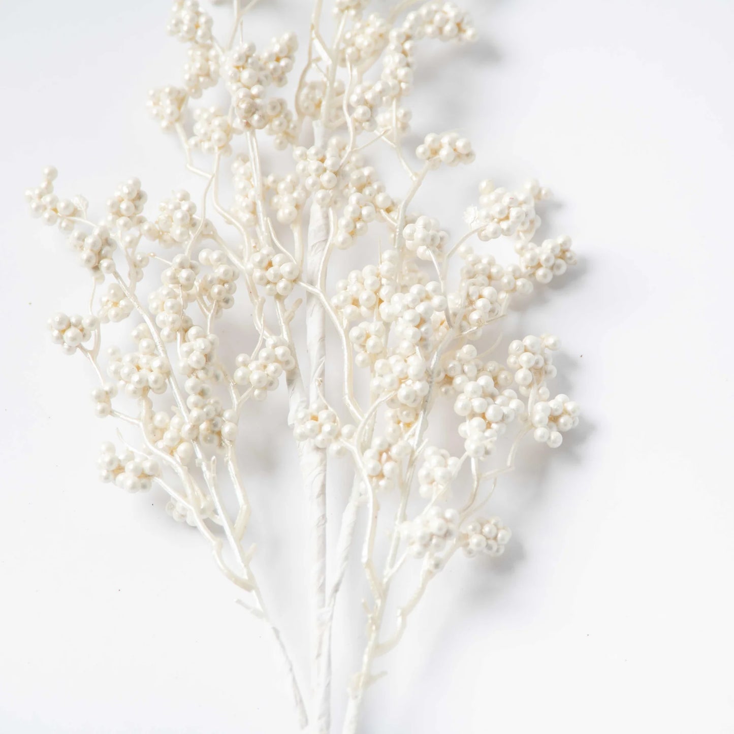 White Pearl Faux Botanical Marsh Berry Christmas Holiday Spray Branch - 31"