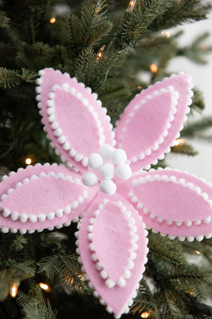22” Pink Ric Rac Poinsettia Stem