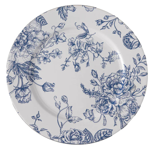 French Toile Acrylic Charger Plate - Blue