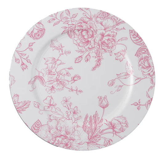 French Toile Acrylic Charger Plate - Pink