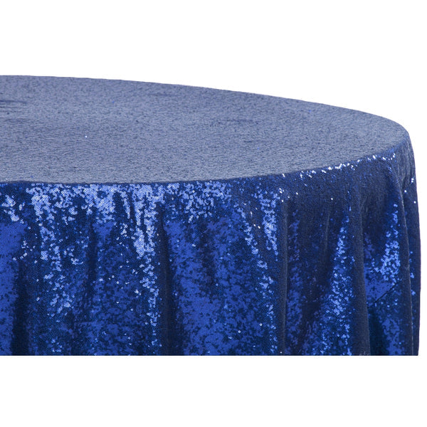 Glitz Sequins 120" Round Tablecloth - Royal Blue