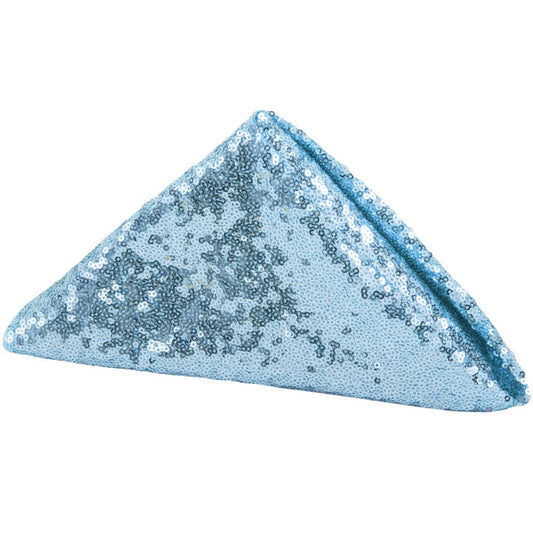 Set Of Ten Glitz Sequin Napkin 20"x20" - Baby Blue