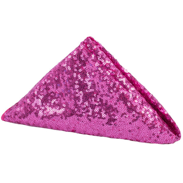 Set of Ten Fuchsia Dark Pink Glitz Sequin Napkin 20"x20"