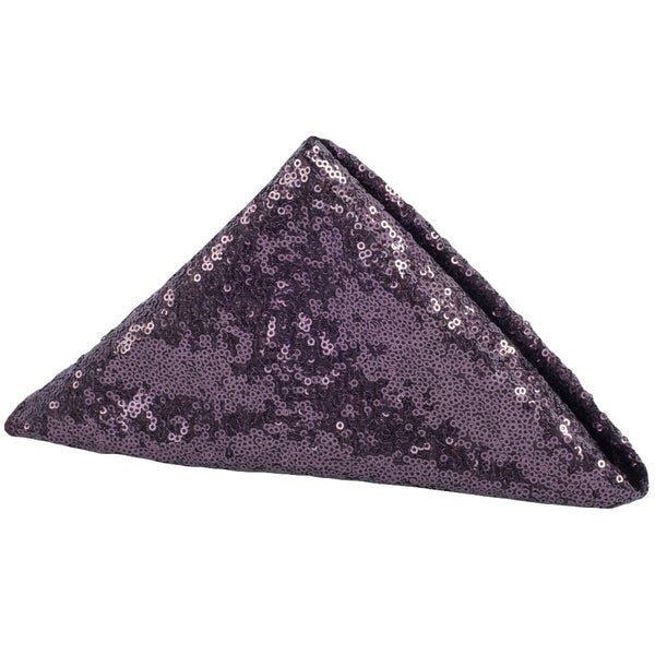 Set Of Ten Glitz Sequin Napkin 20"x20" - Eggplant-Plum