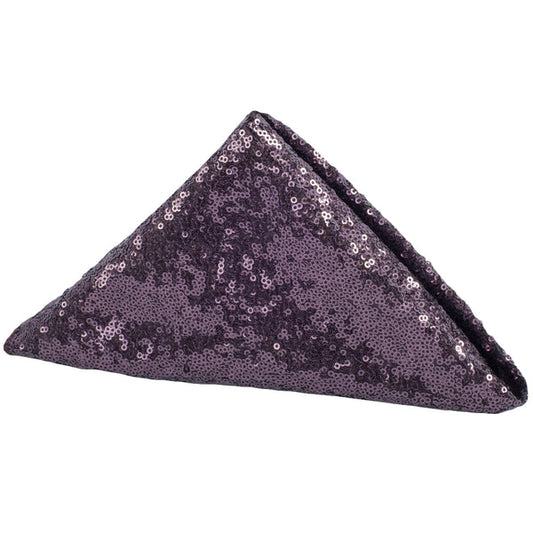 Set Of Ten Glitz Sequin Napkin 20"x20" - Eggplant-Plum