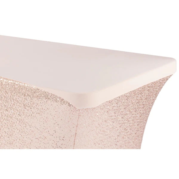 Glitz Sequin Spandex Table Cover 6 FT Rectangular - Blush/Rose Gold