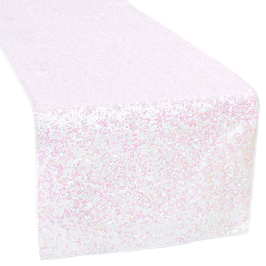 Glitz Sequin Table Runner - Iridescent White