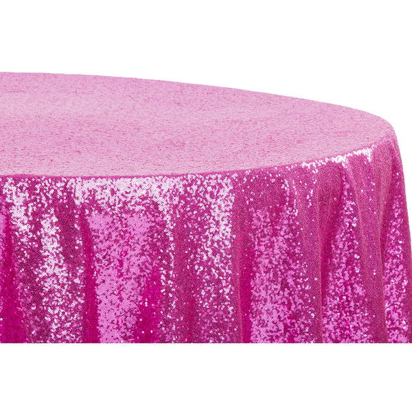 Glitz Sequins 120" Round Tablecloth - Fuchsia