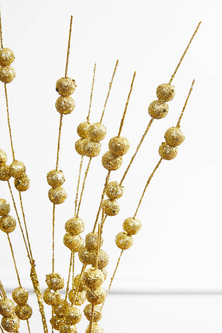 Set Of Three 33" Gold Glitter Berry Spray