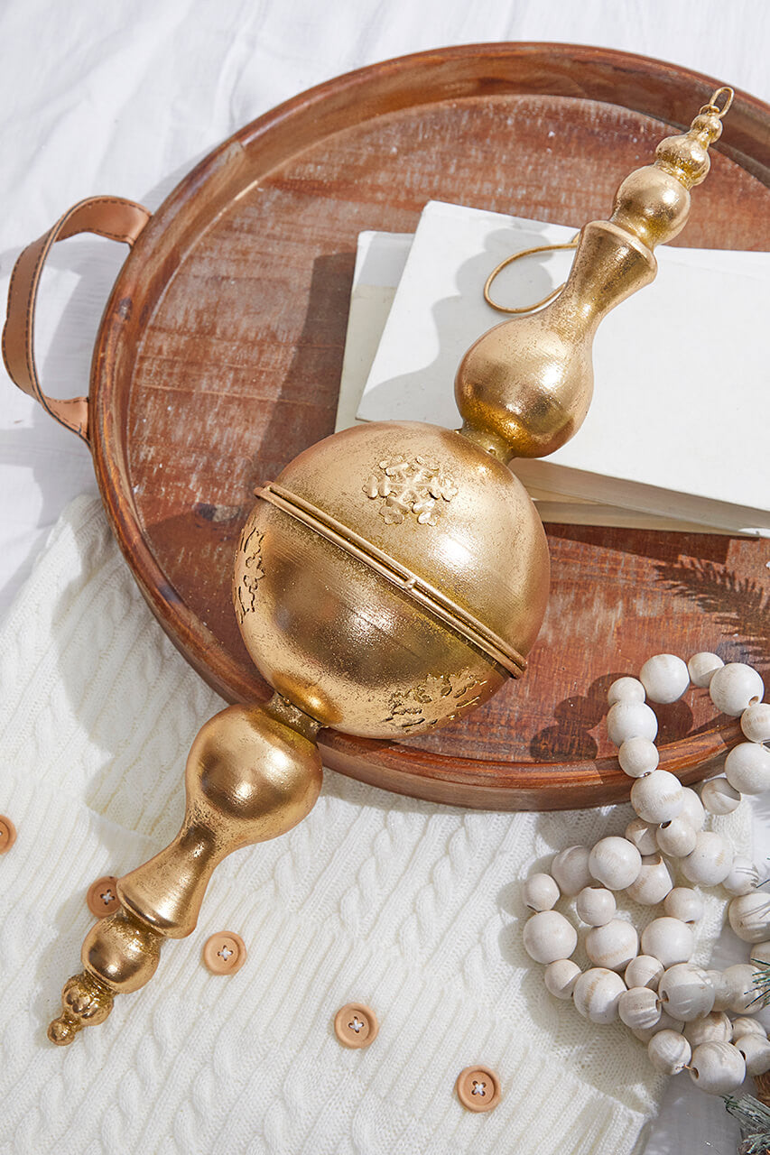 20.5” Metal Gold Hanging Ornament with Snowflake Detail