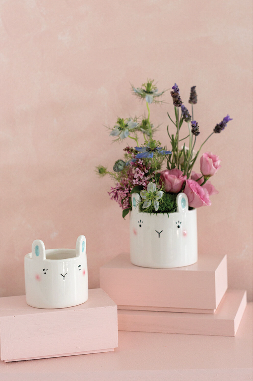 Set of Four Bunny Rabbit Easter Planters
