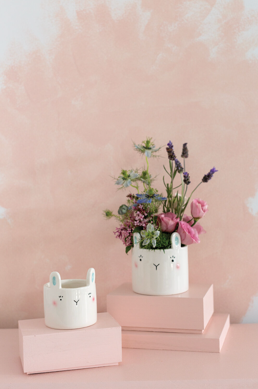 Set of Four Bunny Rabbit Easter Planters