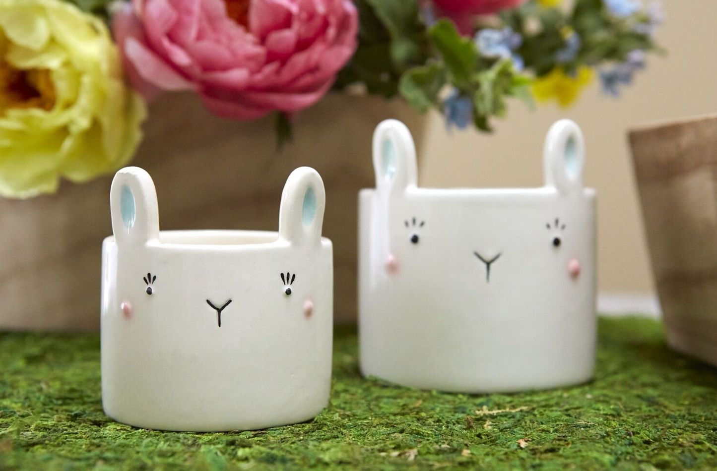 Set of Four Bunny Rabbit Easter Planters