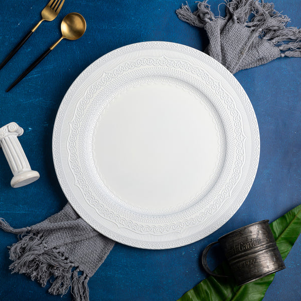 Lace Embossed Acrylic Plastic Charger Plate - Ivory