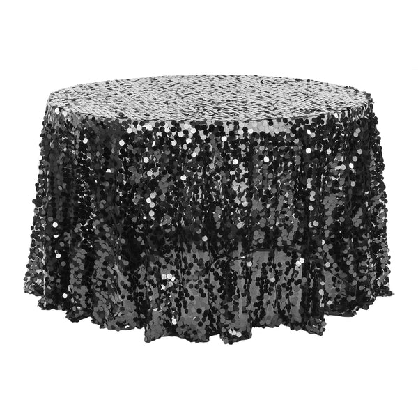 Large Payette Sequin Round 120" Tablecloth - Black