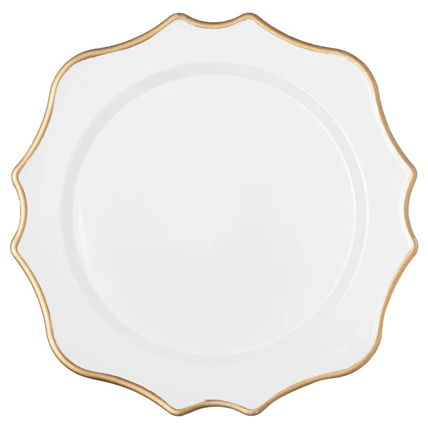 Lotus Scalloped Acrylic 13" Charger Plate - White Gold-Trimmed