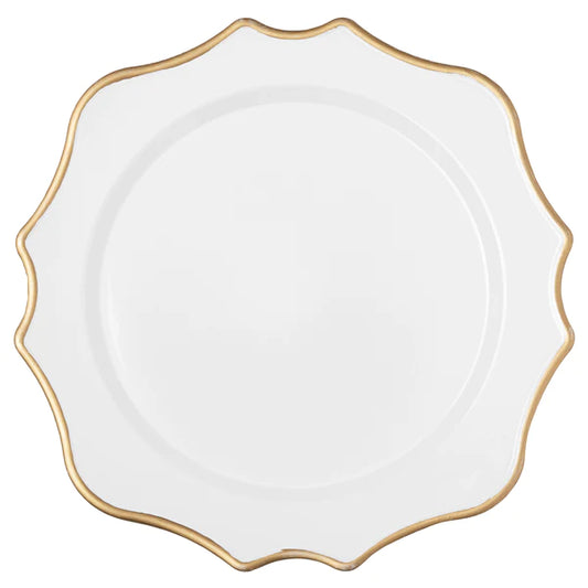 Lotus Scalloped Acrylic 13" Charger Plate - White Gold-Trimmed