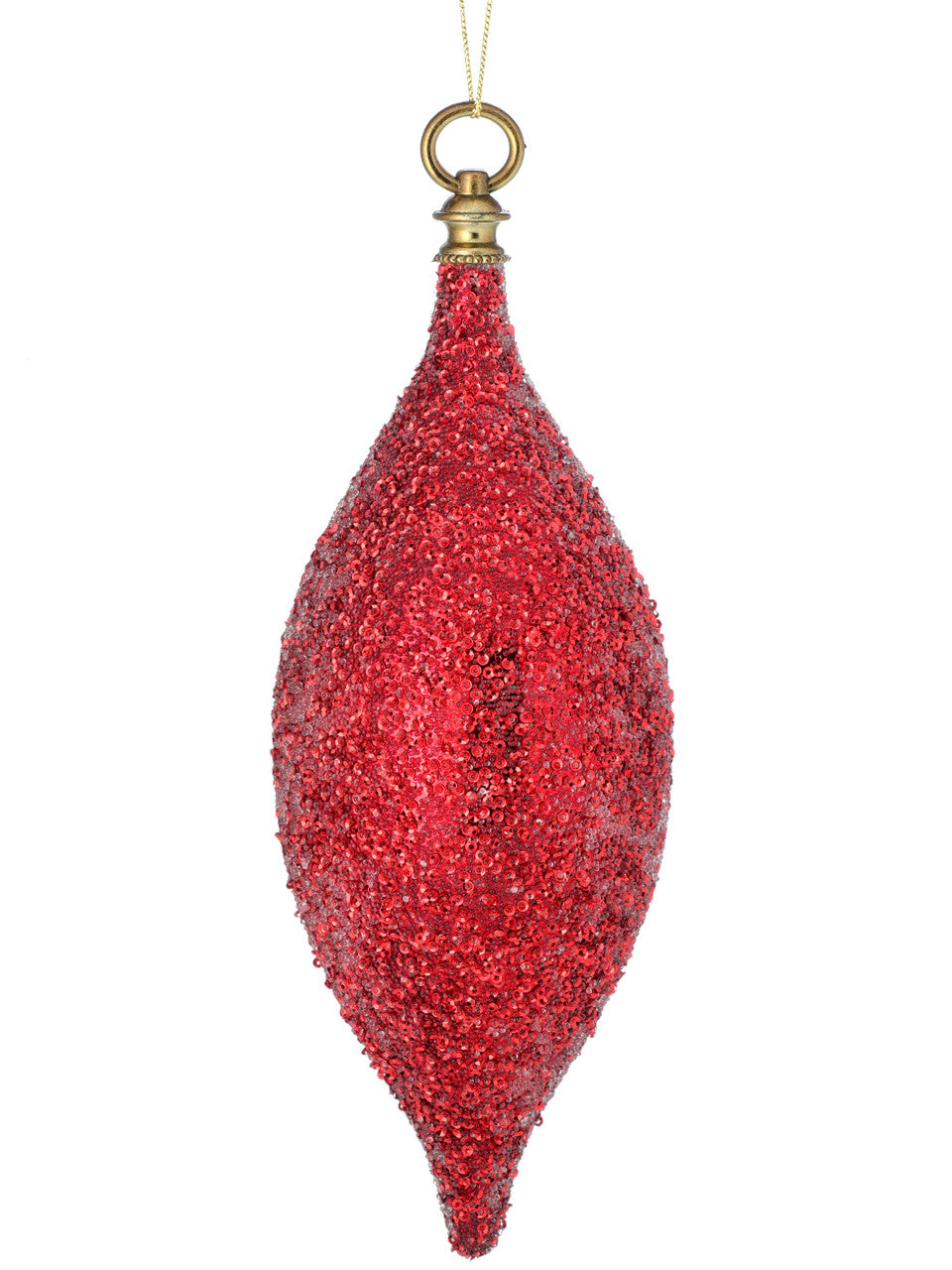 12" Red Beaded Finial Ornament