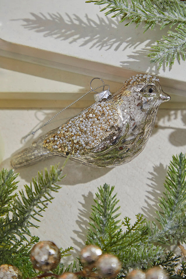 5" Glass Jeweled Songbird Ornament