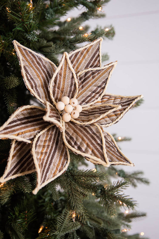22” Stripe Poinsettia Stem