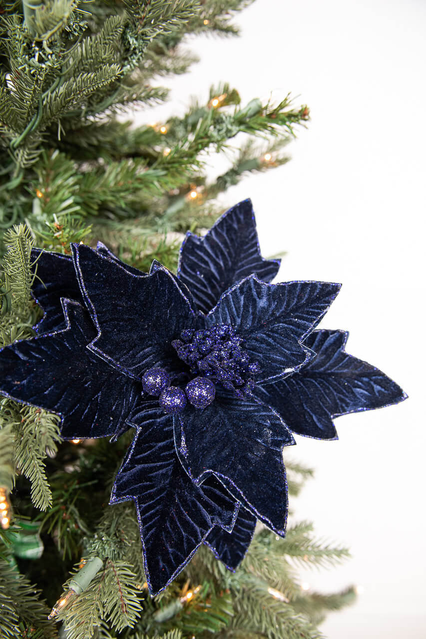24” Poinsettia Stem - Midnight Blue