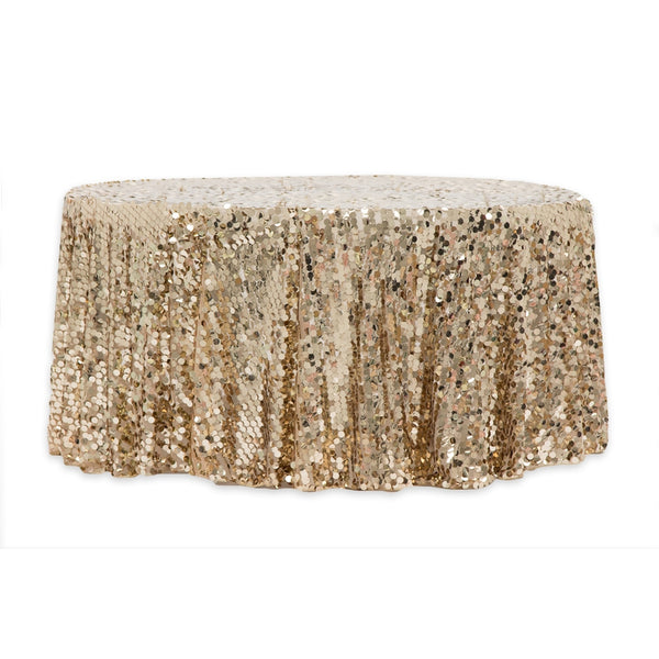 Large Payette Sequin Round 120" Tablecloth - Champagne