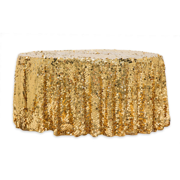 Large Payette Sequin Round 120" Tablecloth - Gold