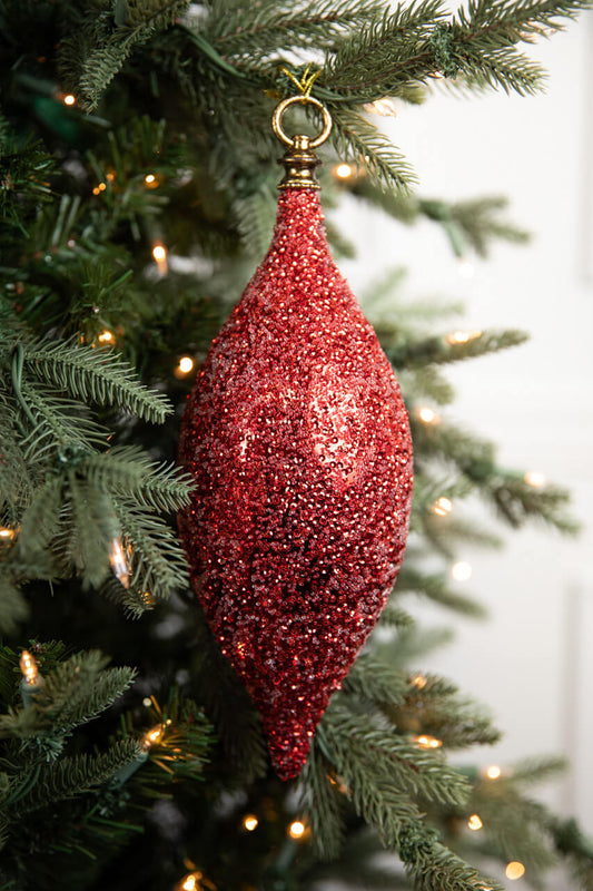 12" Red Beaded Finial Ornament