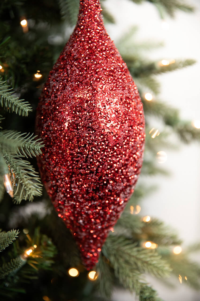 12" Red Beaded Finial Ornament