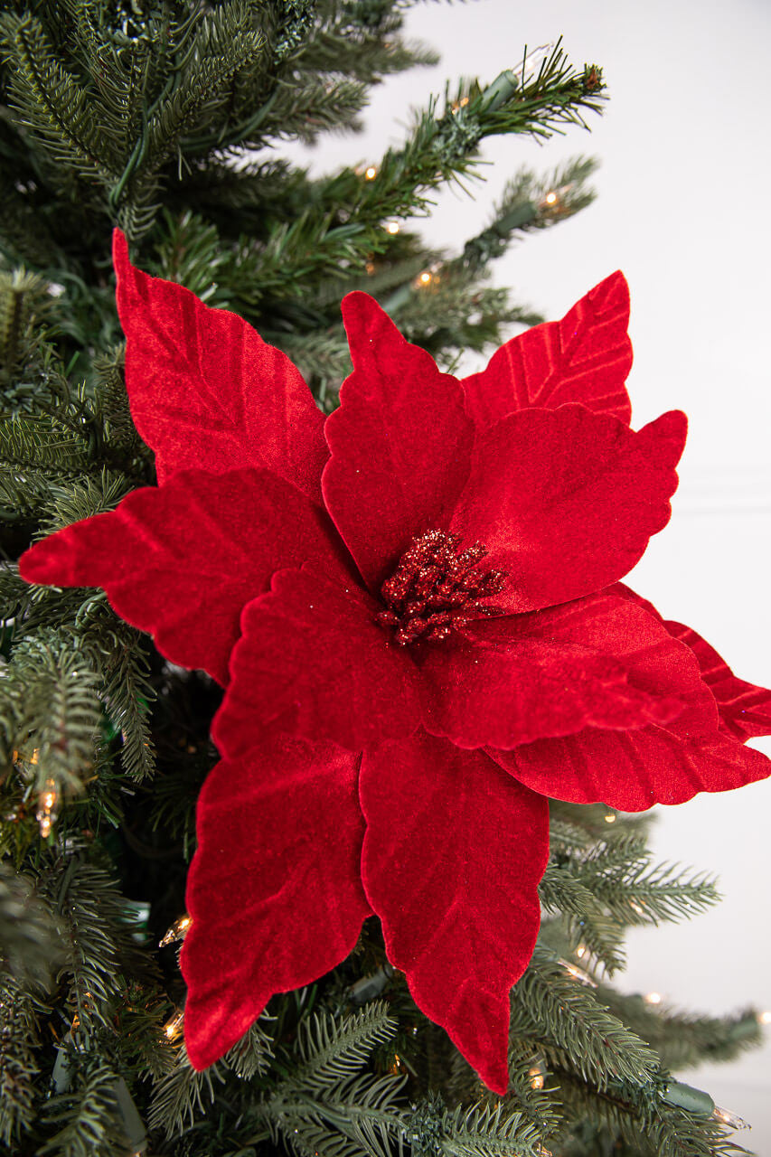 22” Velvet Felt Poinsettia Stem