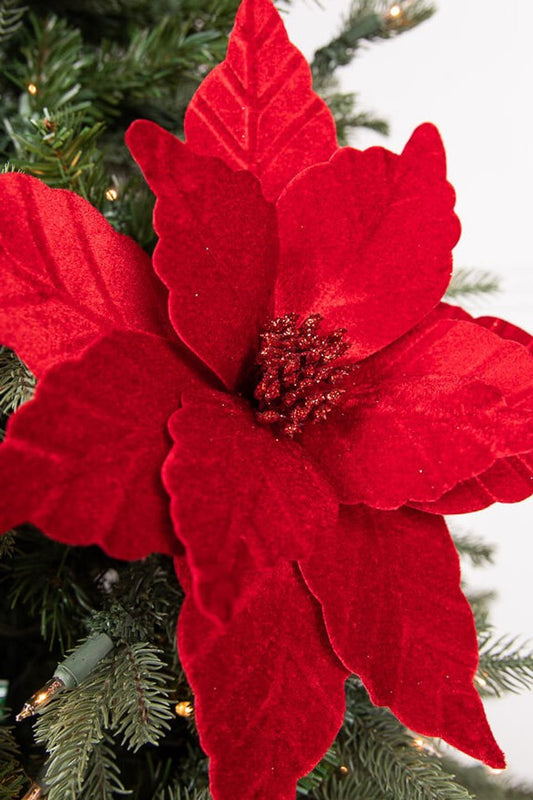 22” Velvet Felt Poinsettia Stem