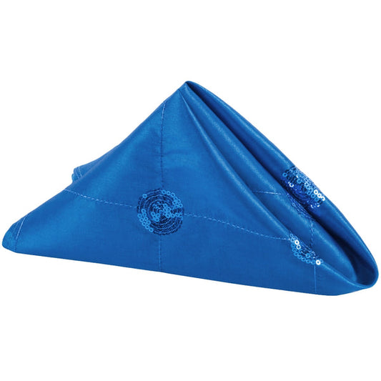 Set Of Ten Sequins Taffeta Napkin 20"x20" - Royal Blue
