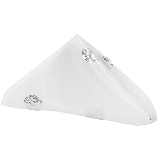 Set Of Ten Sequins Taffeta Napkin 20"x20" - White