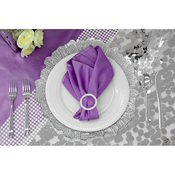 Large Payette Sequin Round 120" Tablecloth - Silver