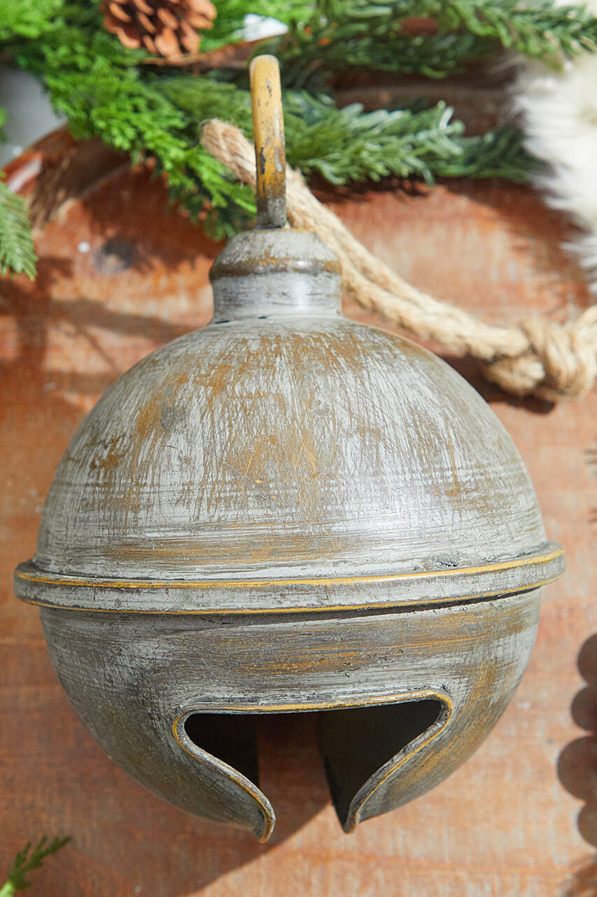 7" x 9” Antique Finish Metal Jingle Bell Ornament
