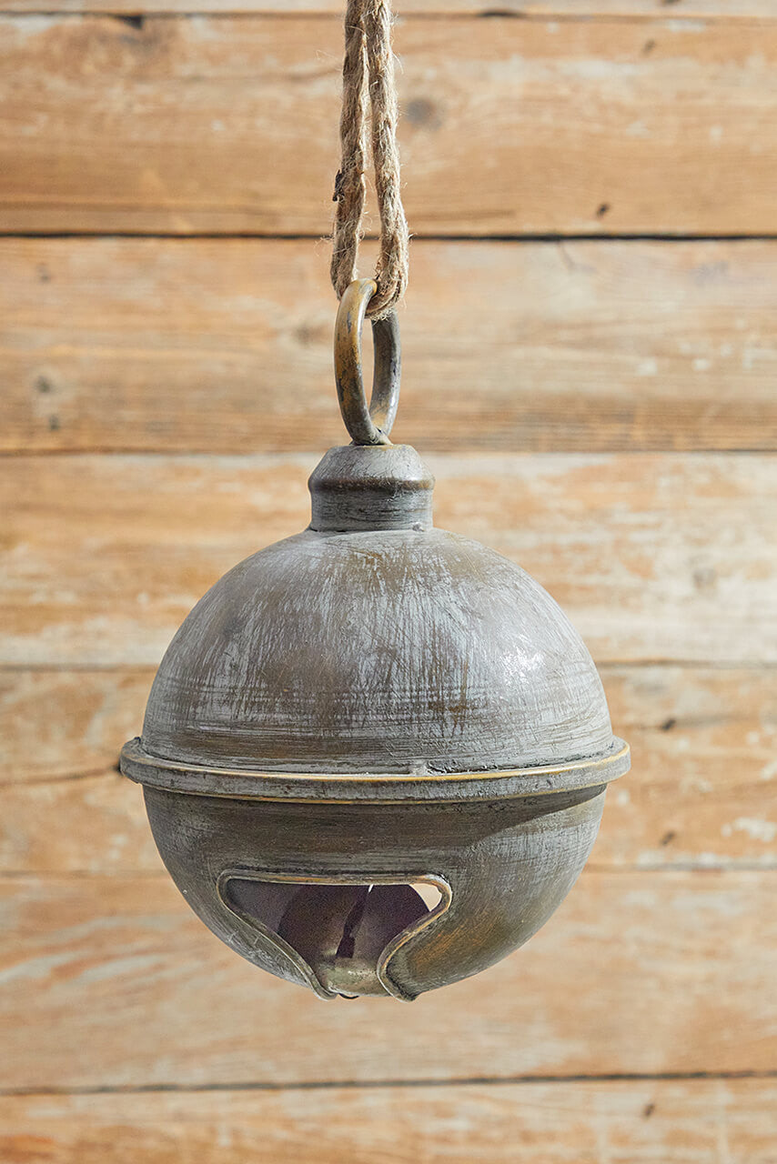 7" x 9” Antique Finish Metal Jingle Bell Ornament