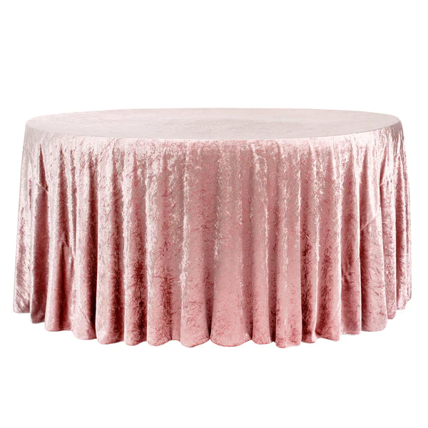 Velvet 120" Round Tablecloth - Dusty Rose/Mauve