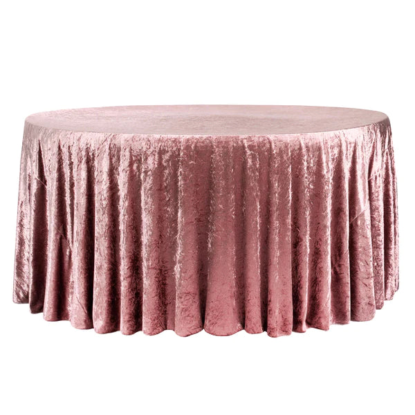 Velvet 120" Round Tablecloth - Dark Dusty Rose/Mauve