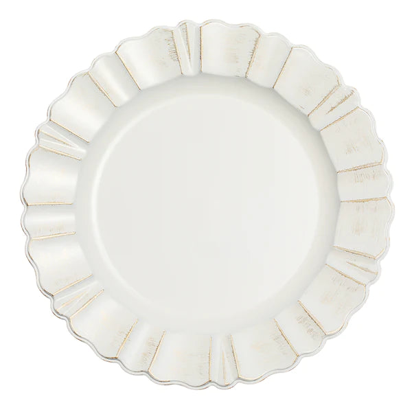 Waved Scalloped Acrylic 13" Charger Plate - Gold & Ivory