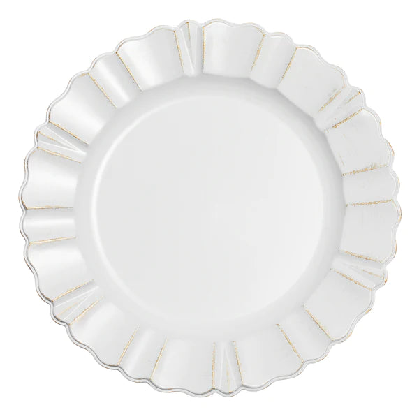 Waved Scalloped Acrylic 13" Charger Plate - Gold & White