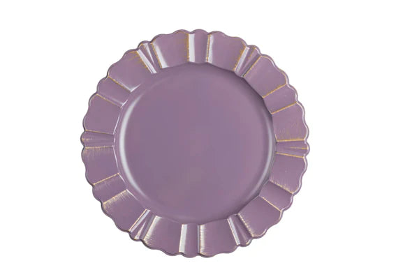 Waved Scalloped Acrylic 13" Charger Plate - Lavender & Gold