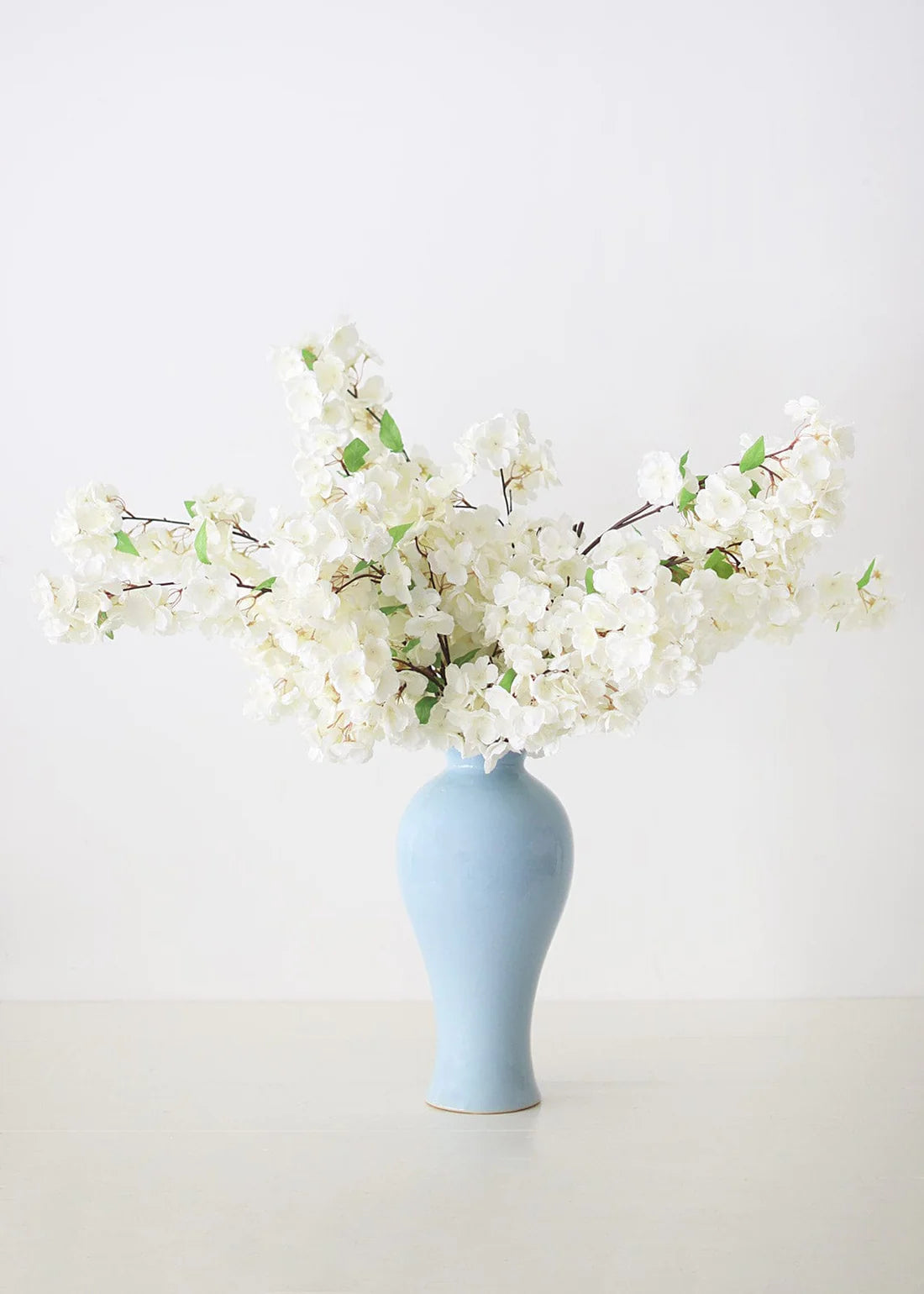 Ceramic Blue Tall Glossy Vase - 16"