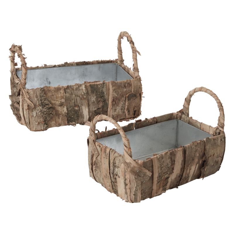 BANDED BIRCH BASKET 12.75"x 7.25"x 8"