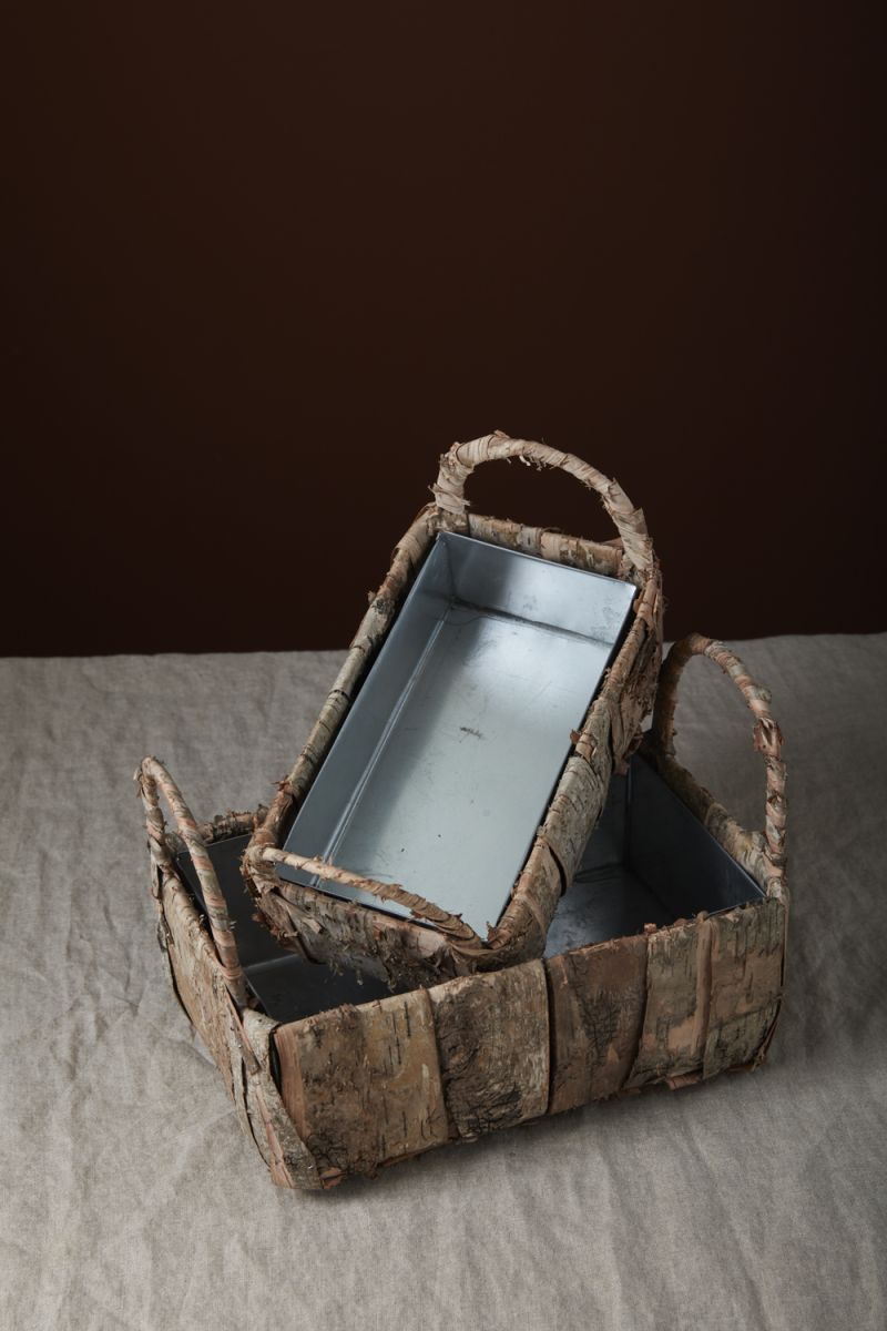 BANDED BIRCH BASKET 10.25"x 5.75"x 6.25"