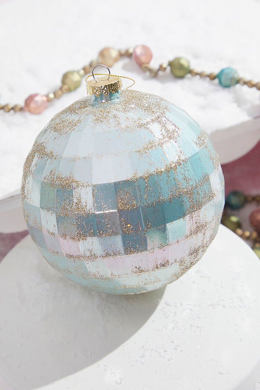 5" Green & Gold Facet Ball Ornament