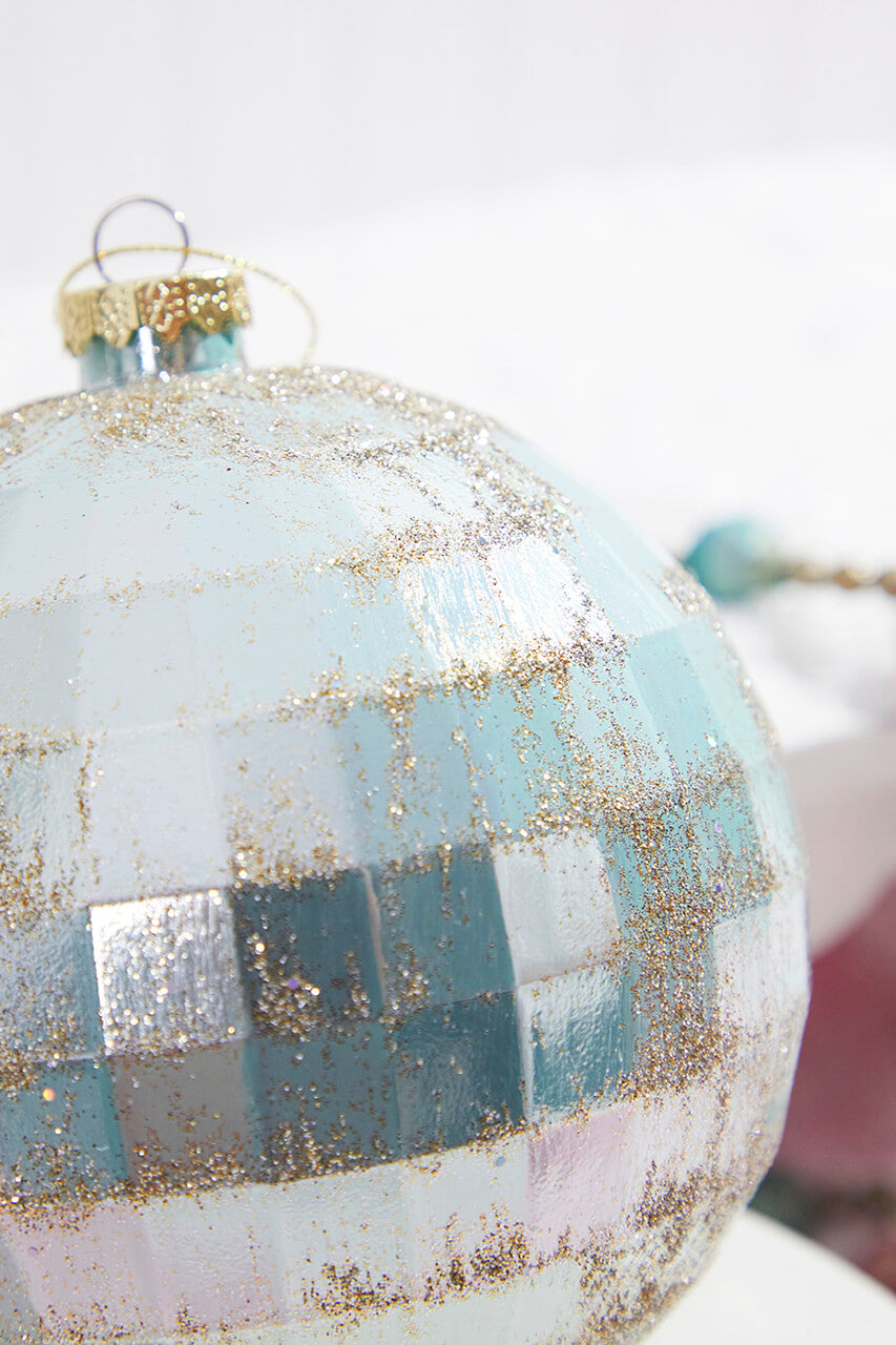 5" Green & Gold Facet Ball Ornament