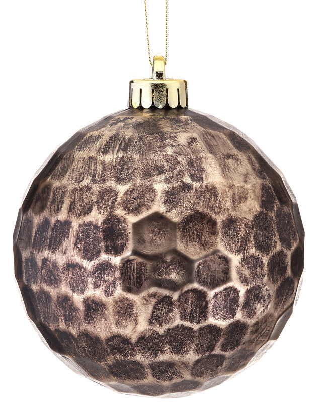 Brown Hammered Antique Ball Ornament - Box of 2