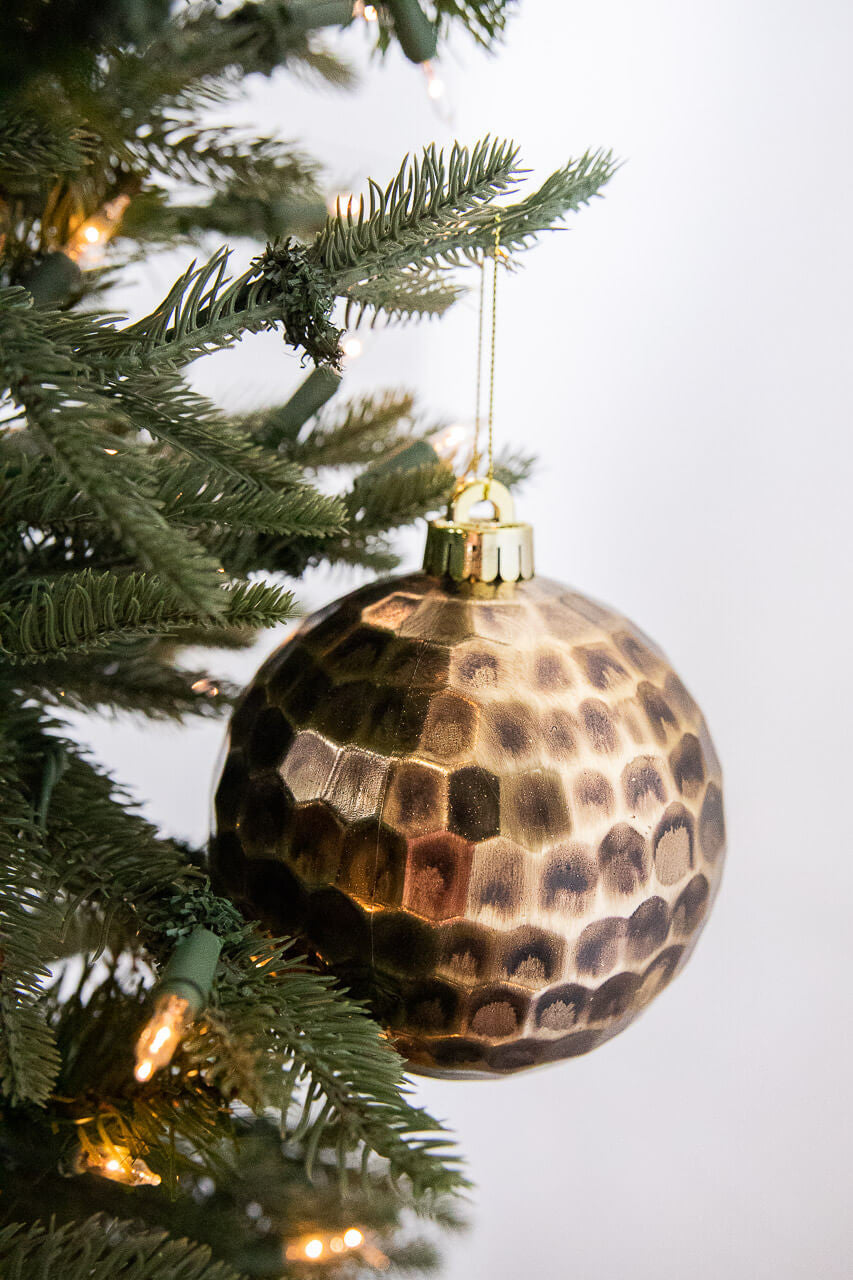 Brown Hammered Antique Ball Ornament - Box of 2