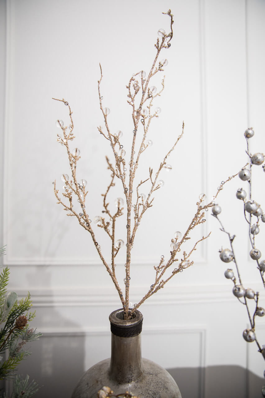 42” Champagne Jeweled Bead Branch Christmas Spray